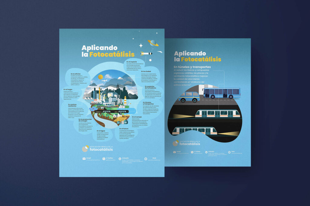 Diseño de infografías sobre la aplicación de la fotocatálisis para la Asociación Ibérica de la Fotocatálisis.